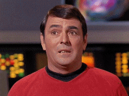 Reaction GIF of Scotty, Kirk, Spock, and Bones